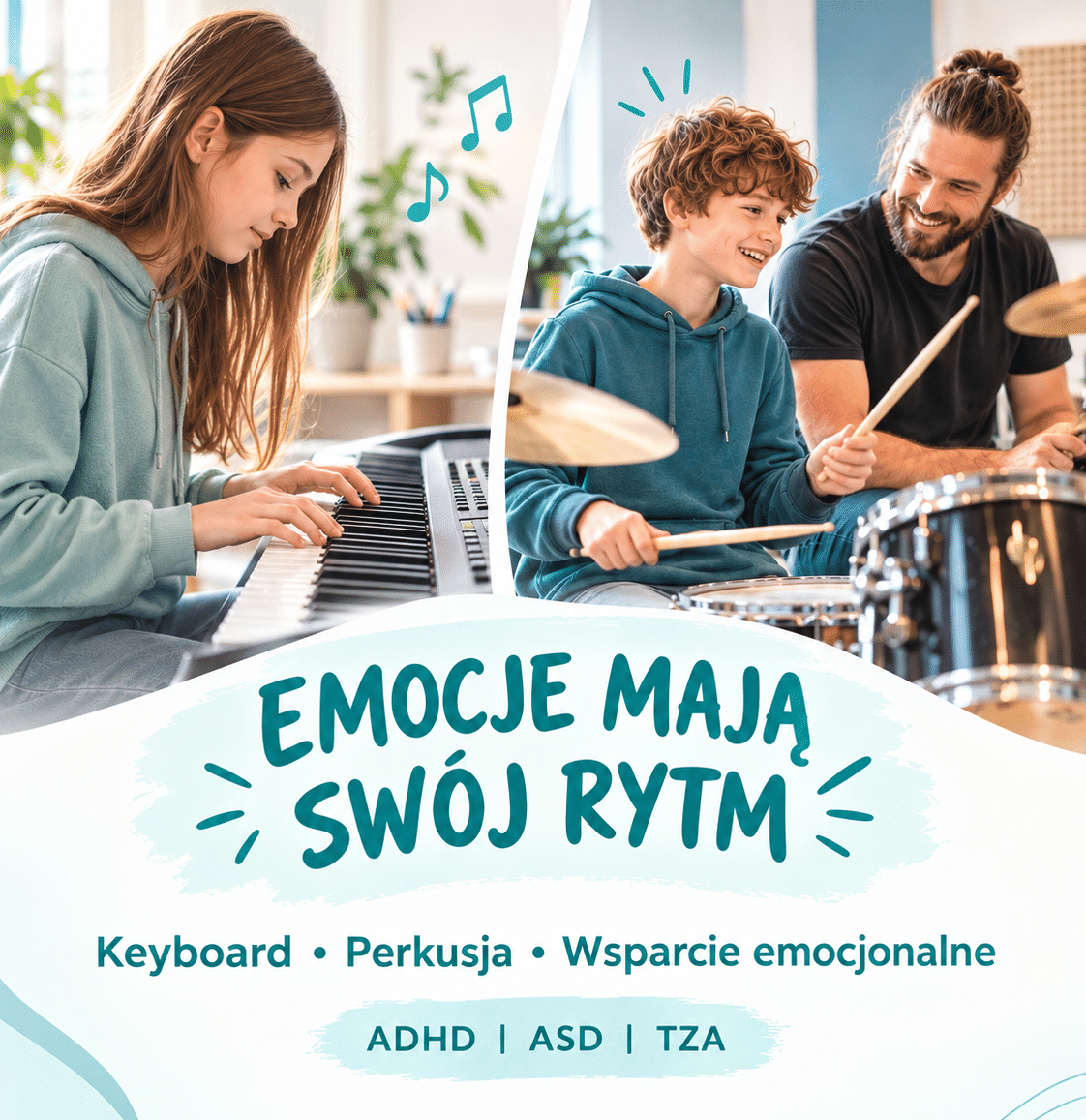 Psychologia przez muzykę – pianino, perkusja i wsparcie emocjonalne w Świadome Ja